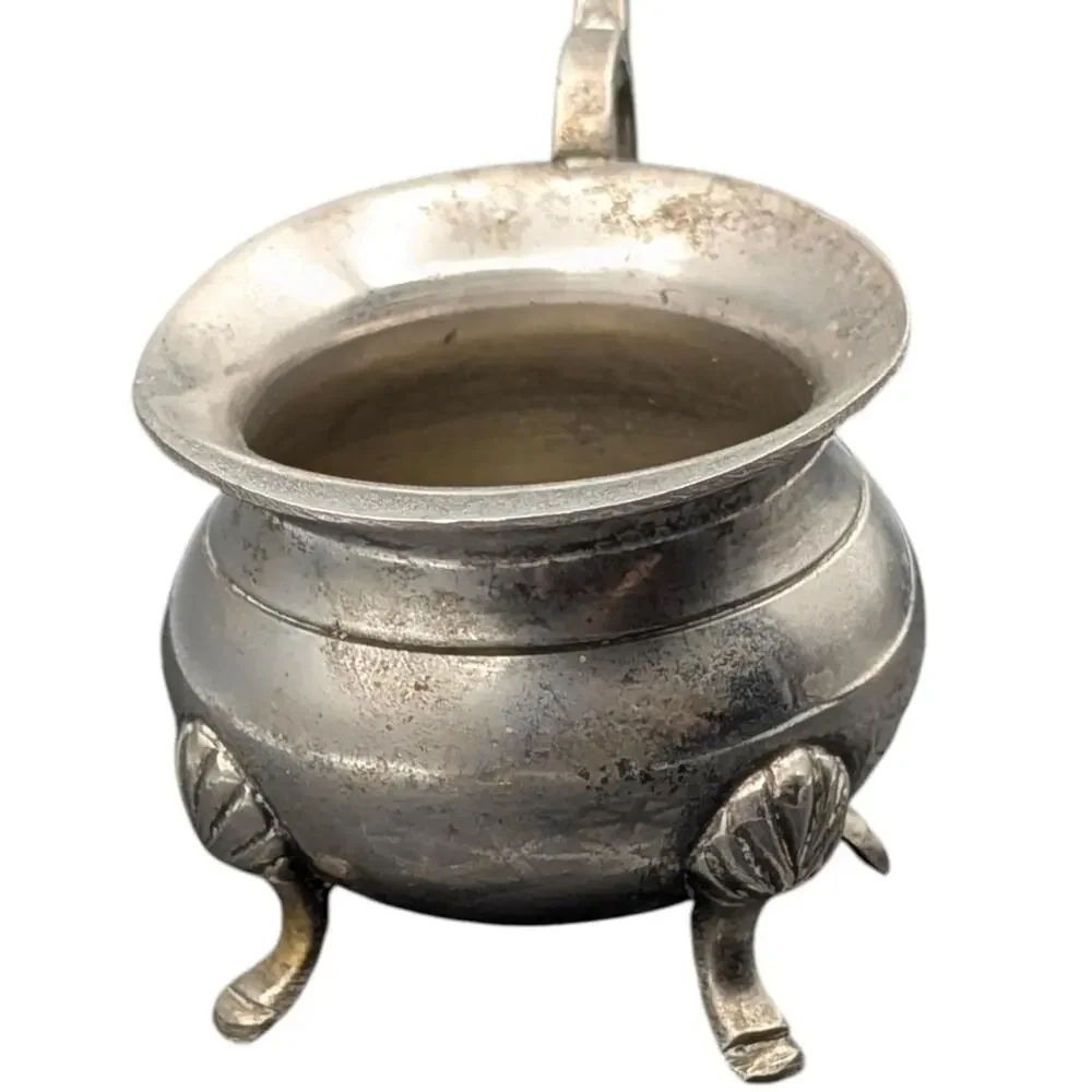Silverplate Footed Creamer Pitcher 3‎ Leg Shell Feet Mini Made in India Decor